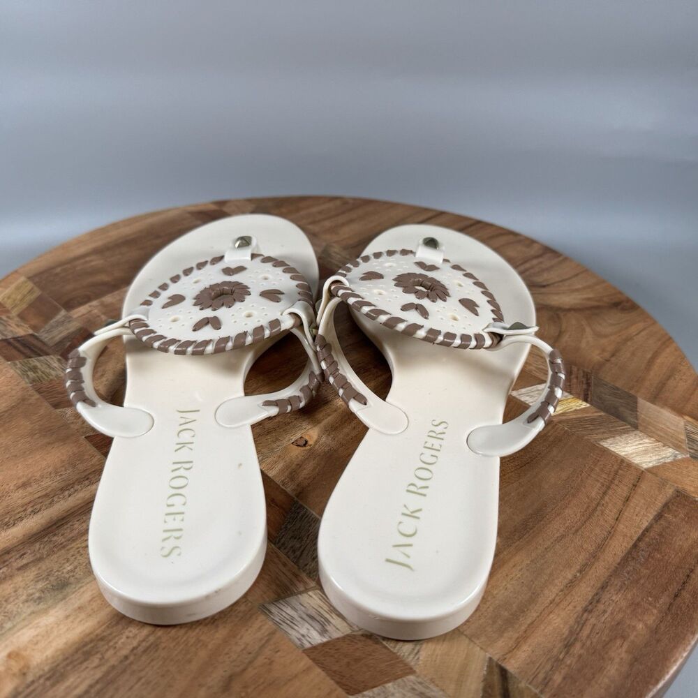 Jack Rogers Georgica Jelly Flip Flop Thong Sandals Womens‎ Sz 7 White - Picture 4 of 6